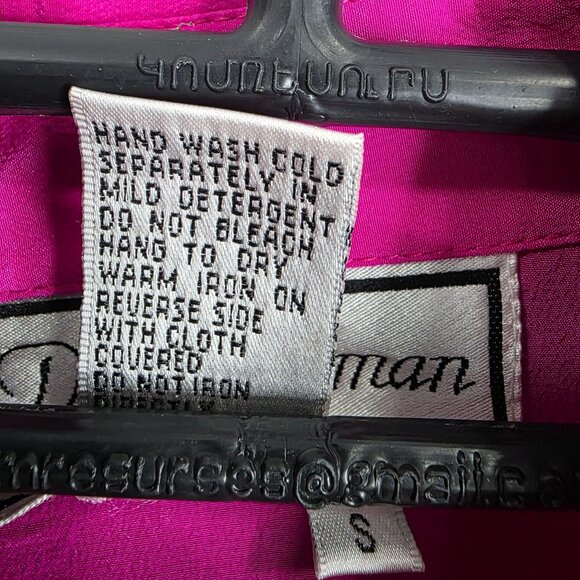 Womens Vintage Diane Gilman Pink 100% Silk Sequin Blouse Button Up Long Sleeve S - Picture 7 of 8